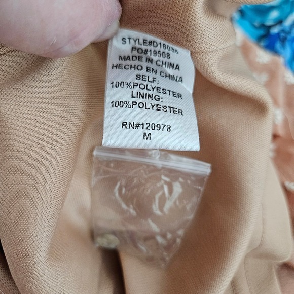 Entro Floral V-Neck Button Front Drawstring Waist Mini Dress Terracotta D16088 M - Picture 3 of 12